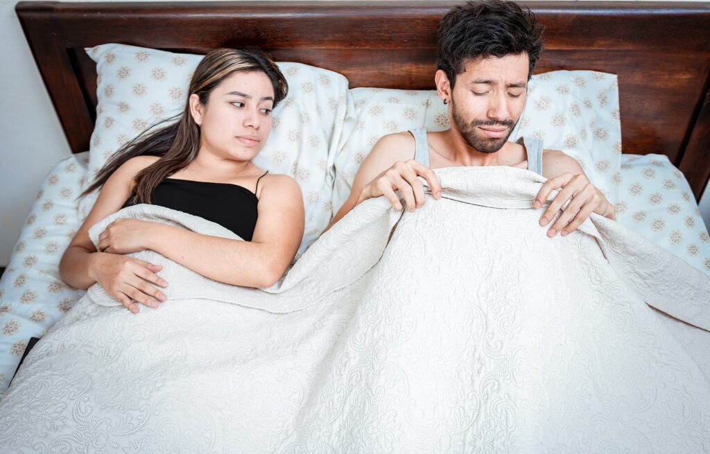 cheap sildenafil - Worried husband with erectile dysfunction in bed