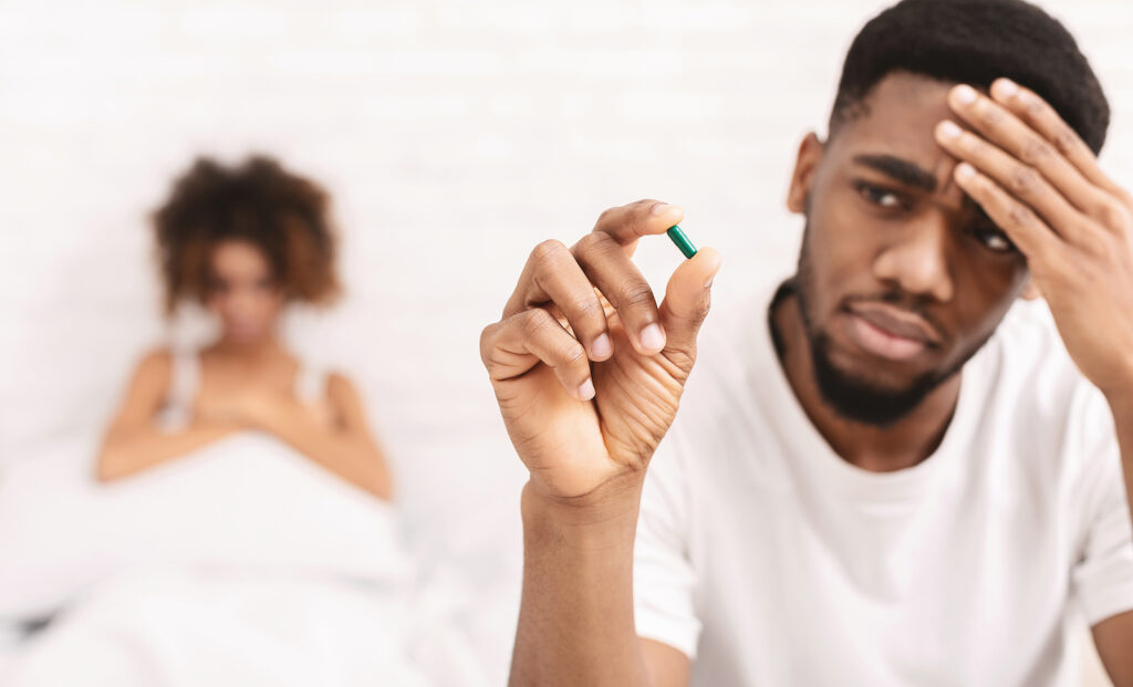 cheap tadalafil - Upset-Guy-Taking-Potency-Pill-Before-Sex-With-Girlfriend